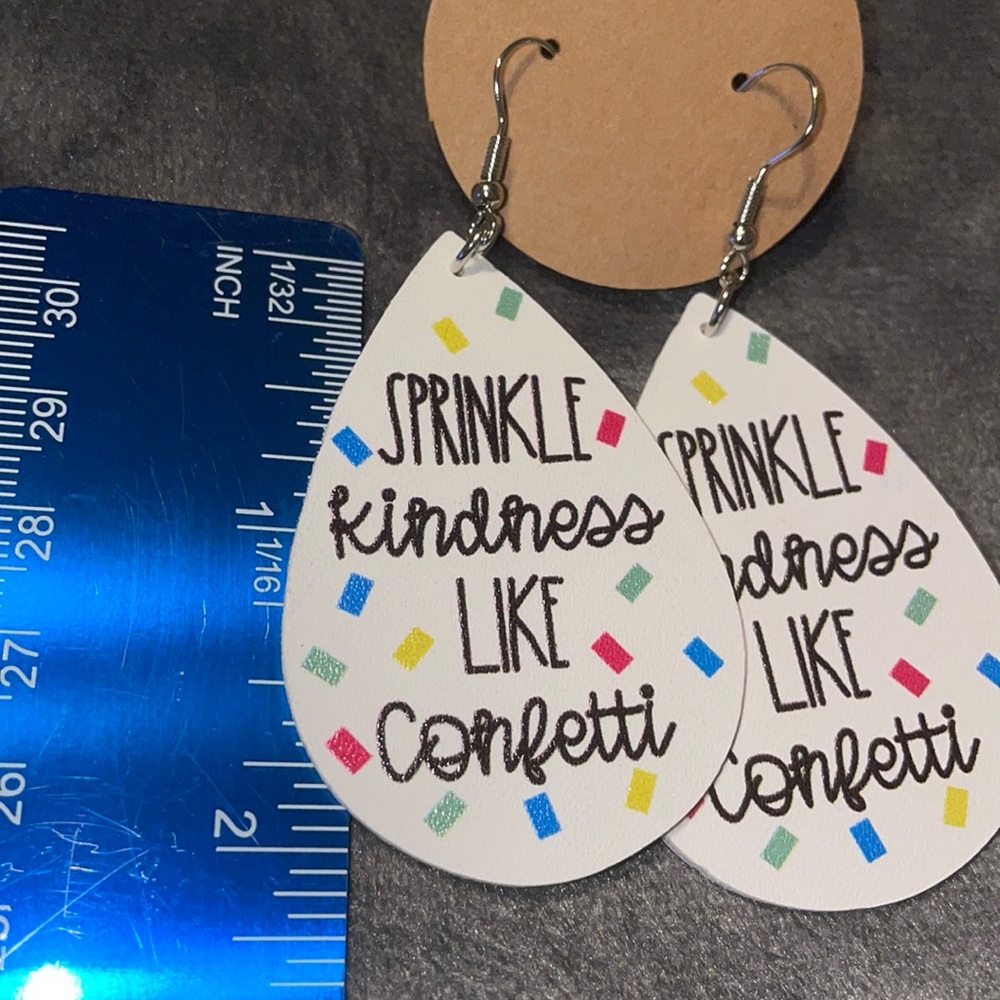 🧩💜 Sprinkle Kindness Like Confetti Pierced Earrings Be Good Humans 💜🧩